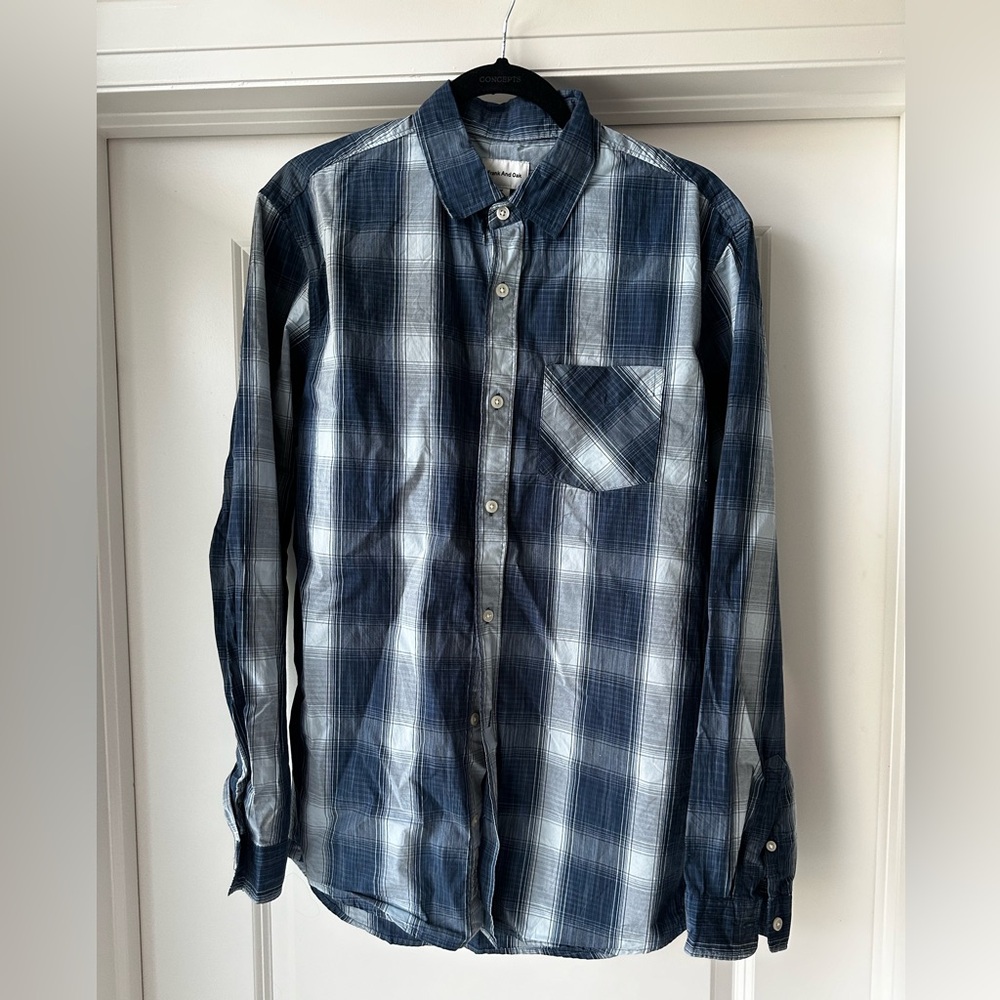 Frank & Oak Blue Casual Button Down Shirt
